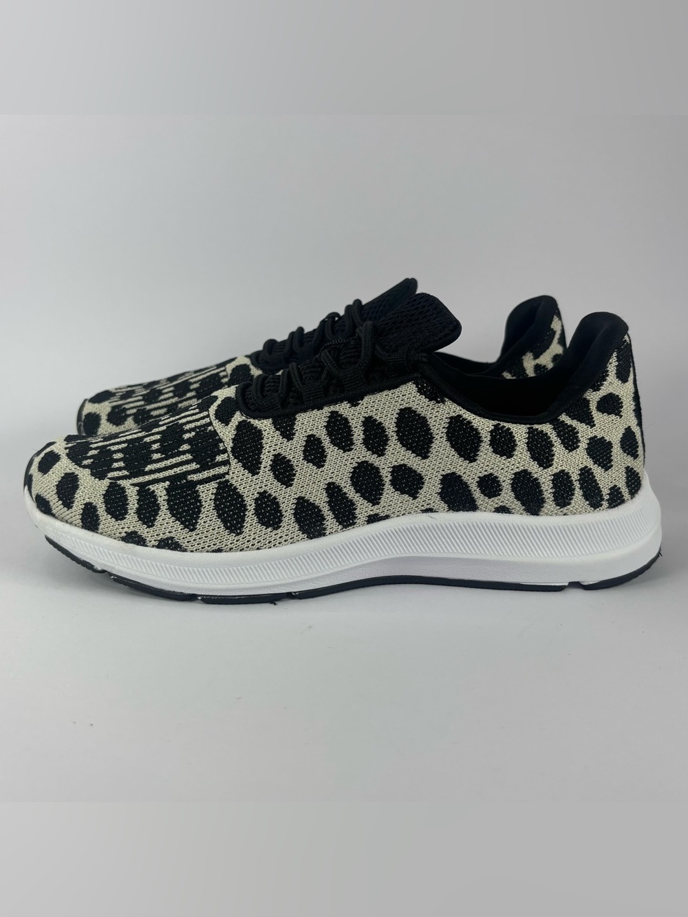Athletic Works Black and White Leopard Knit Slip-On Sneaker